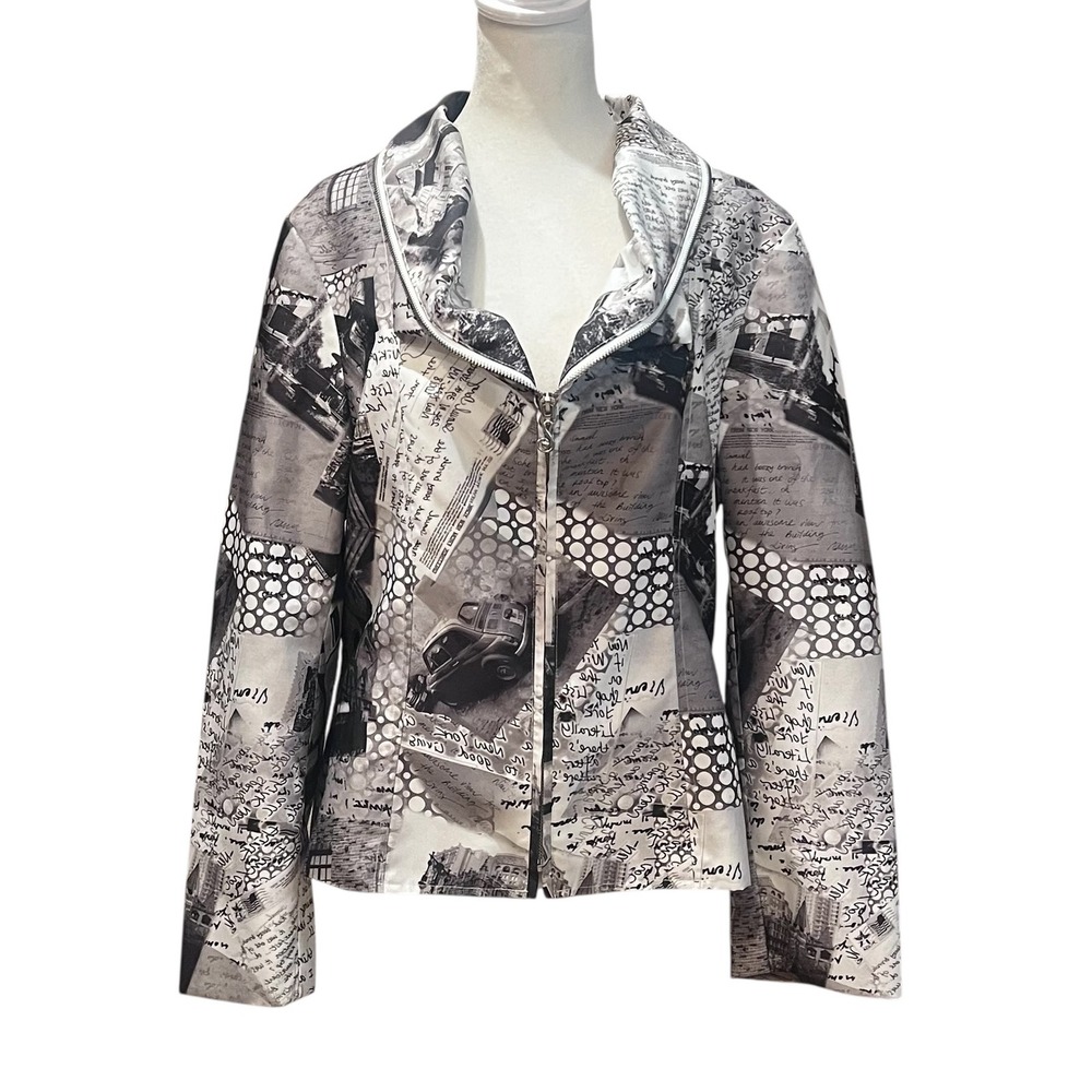 Samuel Dong Newsprint Cowl Zip Jacket Windbreaker‎ size Medium